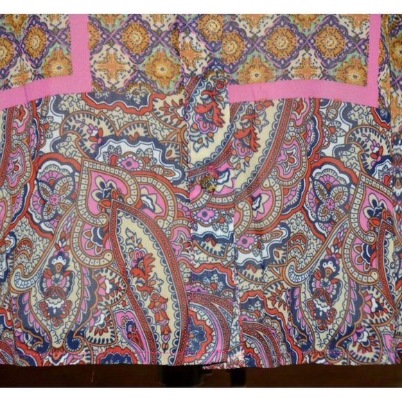 Ee:some Mixed Print Floral Boho Balloon Sleeve Button Front Blouse Size M - Picture 5 of 11